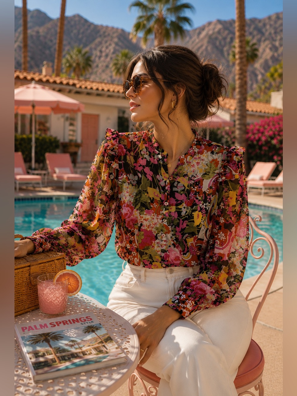 Walter Baker Aurora Top Pop Art Floral Blouse | Palm Springs Vintage Retro Artsy